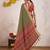 olive ajrak printed pure crepe dabu saree