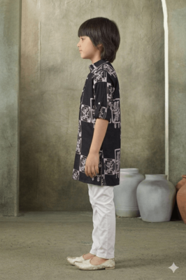 boys abstract printed cotton kurta pajama set 3