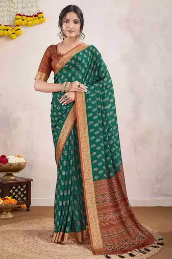 sea_green ajrak printed zari pure crepe dabu saree