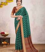sea_green ajrak printed zari pure crepe dabu saree