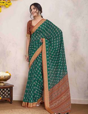 sea_green ajrak printed zari pure crepe dabu saree 5
