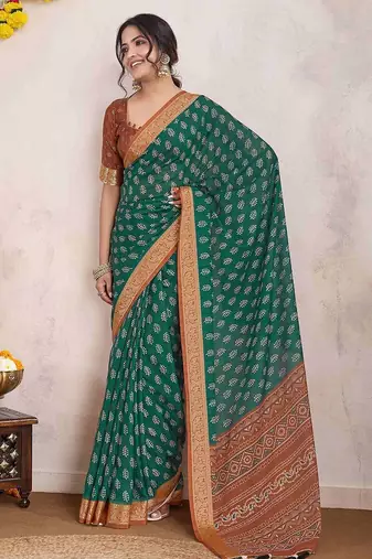 sea_green ajrak printed zari pure crepe dabu saree