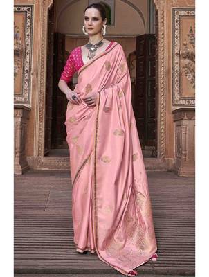 pink woven design paisley zari saree 1