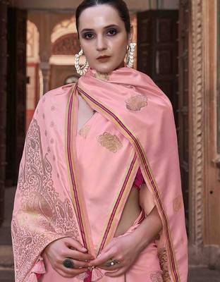 pink woven design paisley zari saree 2