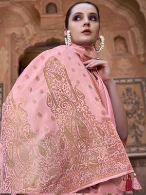 pink woven design paisley zari saree 3