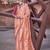 peach woven design zari saree