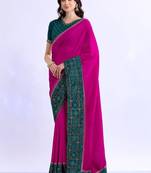 multicolor bandhani beads and stones silk blend bandhani saree