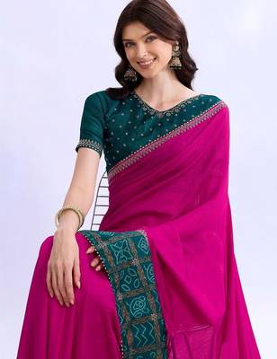 multicolor bandhani beads and stones silk blend bandhani saree 2
