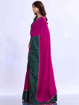 multicolor bandhani beads and stones silk blend bandhani saree 3