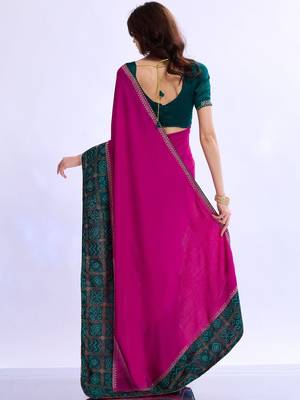 multicolor bandhani beads and stones silk blend bandhani saree 5