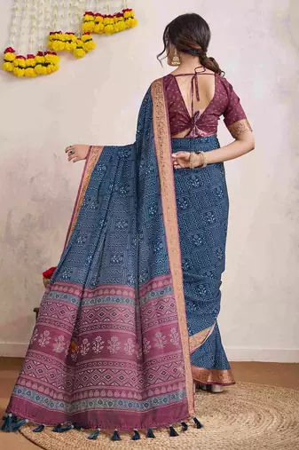 blue dabu pure crepe dabu saree