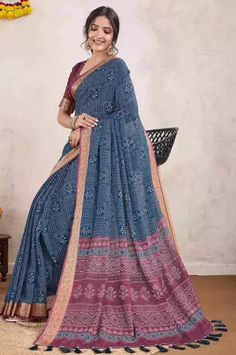 blue dabu pure crepe dabu saree