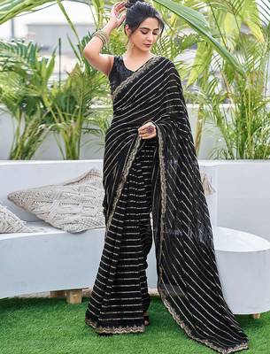 black embellished sequinned saree 1