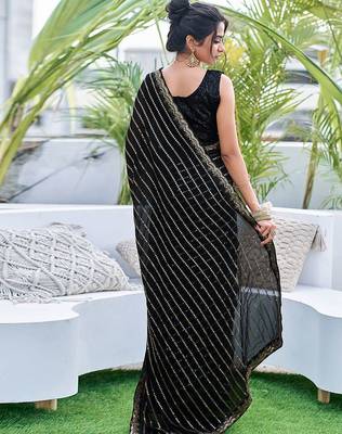 black embellished sequinned saree 2