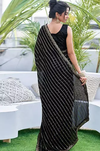 black embellished sequinned saree