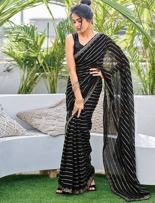 black embellished sequinned saree 3