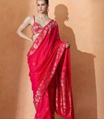 pink woven design zari banarasi saree