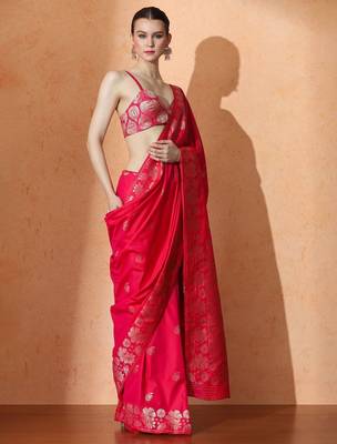pink woven design zari banarasi saree 2