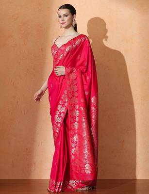 pink woven design zari banarasi saree 3