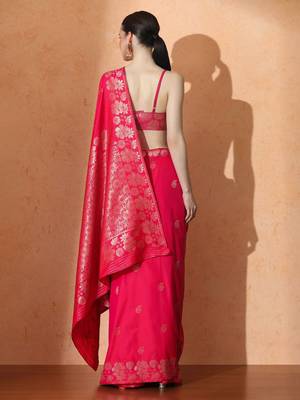 pink woven design zari banarasi saree 4