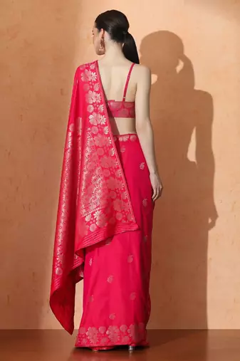 pink woven design zari banarasi saree