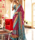 pink ethnic motifs zari silk blend patola saree