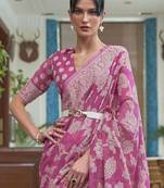 pink ethnic motifs zari woven muga saree