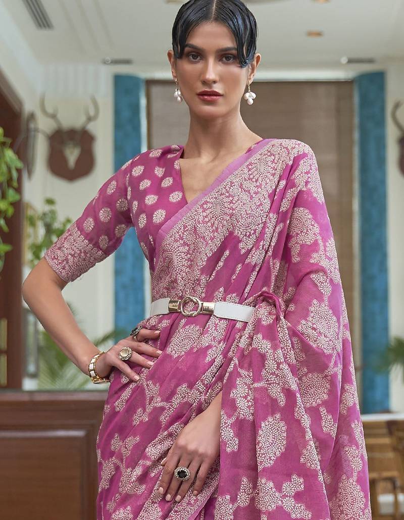 pink ethnic motifs zari woven muga saree