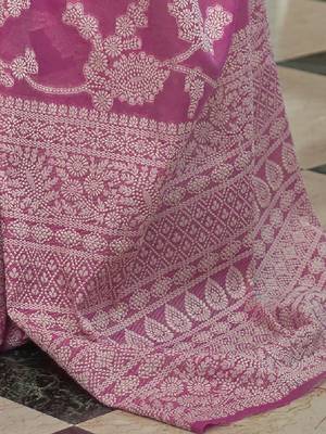 pink ethnic motifs zari woven muga saree 4