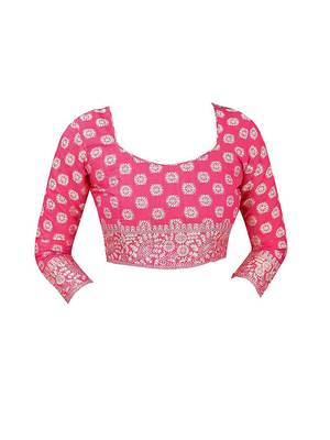 pink ethnic motifs zari woven muga saree 5