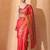 orange floral woven design zari banarasi saree