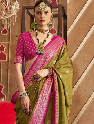 green woven design zari silk blend patola saree 2