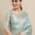 blue kanjeevaram organza ethnic motifs zari traditional saree