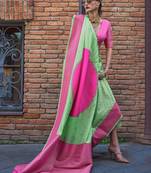 green woven design zari banarasi saree