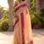 peach floral linen blend saree
