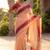 peach floral linen blend saree