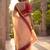 peach floral linen blend saree