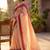 peach floral linen blend saree
