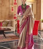 beige woven design zari silk blend patola saree