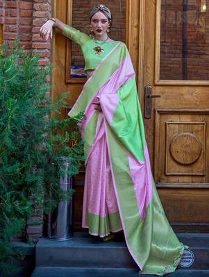 mauve woven design zari banarasi saree 1