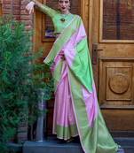 mauve woven design zari banarasi saree