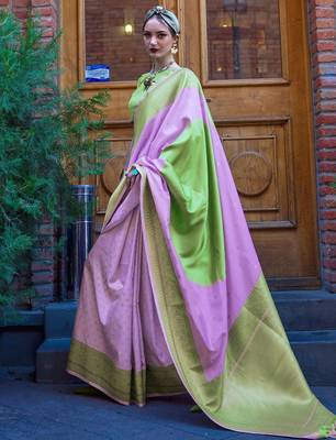 mauve woven design zari banarasi saree 2