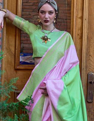 mauve woven design zari banarasi saree 3