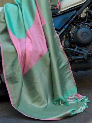 pink ethnic motifs zari banarasi saree 5