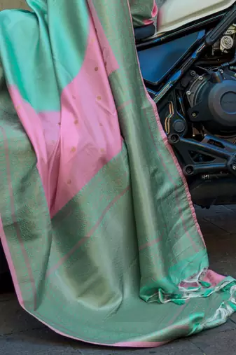 pink ethnic motifs zari banarasi saree