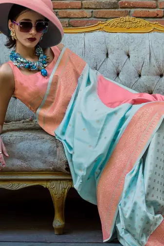 blue ethnic motifs saree