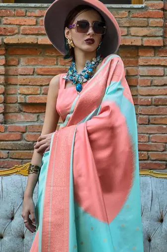 blue ethnic motifs saree