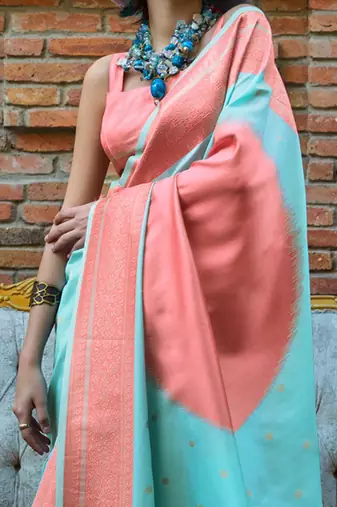 blue ethnic motifs saree