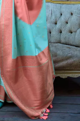 blue ethnic motifs saree