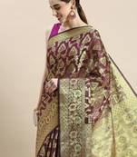 purple woven design ethnic motifs zari organza saree